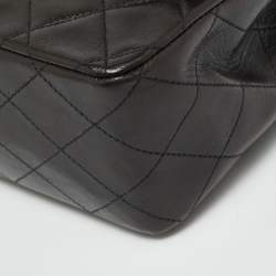 Pre Owned Chanel Classic Double Flap Medium Black Quilted Leather Bag