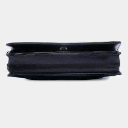 Pre Owned حقيبة سلسلة شانيل سوداء سي سي جلد لامع مرصع بالستراس