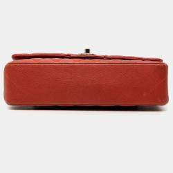Pre Owned Chanel Red Medium Classic Caviar Double Flap