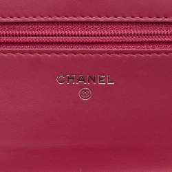 م ملوكة مسبقًا محفظة شانيال WOC جلد براءات اختراع مبطن وردية وه سلسلة