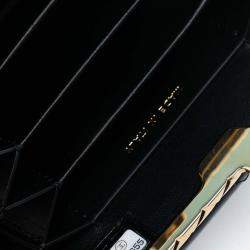 Pre Owned Chanel Black Small Glazed Goatskin Box With Chain