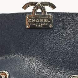 Pre Owned حقيبة شانيل سي سي بقلاب مربعة جلد مبطن أزرق بحري