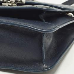 Pre Owned حقيبة شانيل سي سي بقلاب مربعة جلد مبطن أزرق بحري