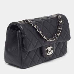 Pre Owned Chanel Classic Single Rectangular Flap Mini Black Quilted Leather Bag