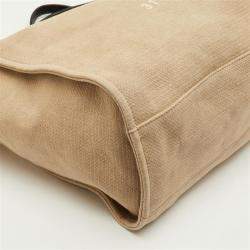 Pre Owned Chanel Deauville CC Beige/Black Canvas and Leather Shopper Tote