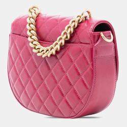 مملوكة مسبقًا Chanel Pink CC Quilted Shiny Calfskin Single Flap