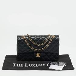 Pre Owned Chanel Classic Double Flap Medium Black Quilted Leather Bag
