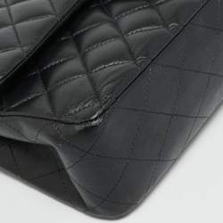 Pre Owned Chanel Classic Double Flap Medium Black Quilted Leather Bag