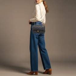 Pre Owned Chanel Classic Double Flap Medium Black Quilted Leather Bag