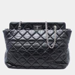 مملوكة مسبقًا Chanel Black Quilted Aged Calfskin Reissue 2.55 Tote