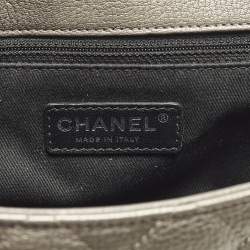 Pre Owned Chanel City Rock Flap Medium Grey Quilted Leather Bag