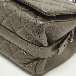 Pre Owned Chanel City Rock Flap Medium Grey Quilted Leather Bag