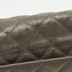 Pre Owned Chanel City Rock Flap Medium Grey Quilted Leather Bag