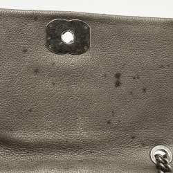 Pre Owned Chanel City Rock Flap Medium Grey Quilted Leather Bag