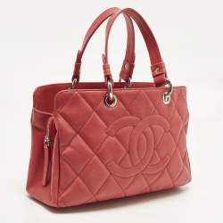 Pre Owned Chanel Timeless Red Quilted Leather Shopper Tote