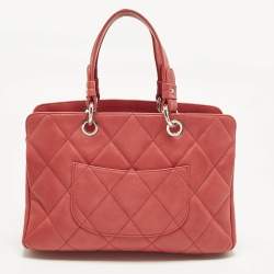 Pre Owned Chanel Timeless Red Quilted Leather Shopper Tote