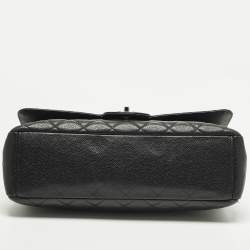 Pre Owned Chanel Classic Single Flap Maxi Black Caviar Quilted Leather Bag