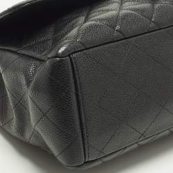 Pre Owned Chanel Classic Single Flap Maxi Black Caviar Quilted Leather Bag