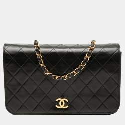 مملوكة مسبقًا Chanel Black CC Quilted Lambskin Full Single Flap