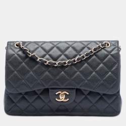 مملوكة مسبقًا Chanel Black Jumbo Classic Caviar Double Flap