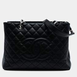 Pre Owned Chanel Black Caviar Grand Shopping Tote