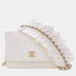 Pre Owned Chanel White Lambskin Romance Wallet On Chain