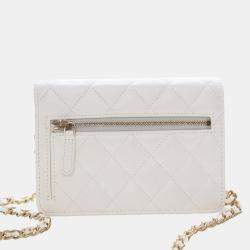 Pre Owned Chanel White Lambskin Romance Wallet On Chain