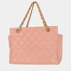 Pre Owned Chanel Chain Pink Calfskin Leather Tote Bag