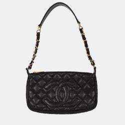 Pre Owned Chanel Black Calfskin Handbag