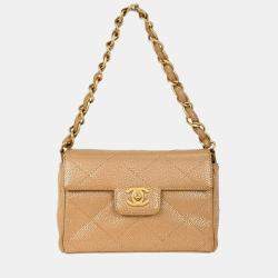 Pre Owned Chanel Beige Calfskin Handbag