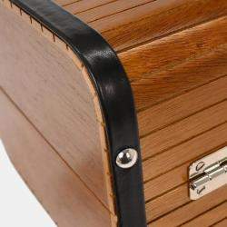 Pre Owned Chanel Vanity Brown Black Wood Top Handle Bag