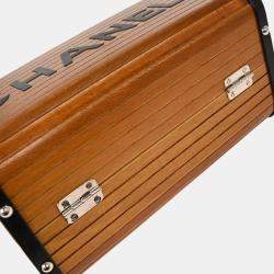 Pre Owned Chanel Vanity Brown Black Wood Top Handle Bag