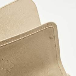 Pre Owned Chanel Classic Double Flap Jumbo Beige Quilted Caviar Leather Bag