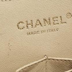 Pre Owned Chanel Classic Double Flap Jumbo Beige Quilted Caviar Leather Bag