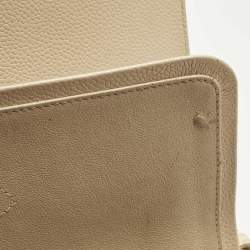 Pre Owned Chanel Classic Double Flap Jumbo Beige Quilted Caviar Leather Bag