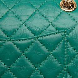 Pre Owned Chanel Green Quilted Aged Calfskin Reissue 2.55 Single Flap 224