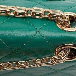 Pre Owned Chanel Green Quilted Aged Calfskin Reissue 2.55 Single Flap 224