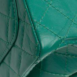 Pre Owned Chanel Green Quilted Aged Calfskin Reissue 2.55 Single Flap 224