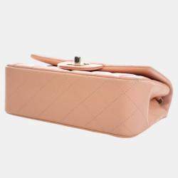 Pre Owned حقيبة شانيل وردي صغيرة مستطيلة كلاسيك جلد الضأن بغطاء فردي