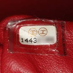 Pre Owned Chanel Classic Double Flap Maxi Red Quilted Patent Leather Bag