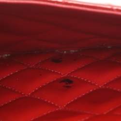 Pre Owned Chanel Classic Double Flap Maxi Red Quilted Patent Leather Bag