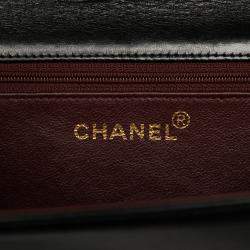 Pre Owned Chanel Black CC Quilted Lambskin Full Single Flap