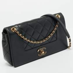 Pre Owned Chanel Mademoiselle Black Quilted Leather Flap Bag