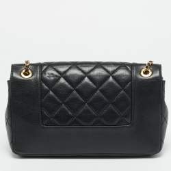 Pre Owned Chanel Mademoiselle Black Quilted Leather Flap Bag