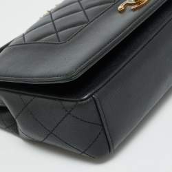 Pre Owned Chanel Mademoiselle Black Quilted Leather Flap Bag