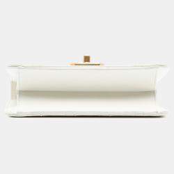 Pre Owned Chanel White Quilted Lambskin Crystal Geometric CC Frame Flap