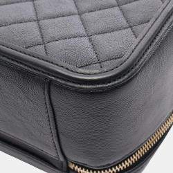 Pre Owned Chanel Black Large Caviar CC Filigree Vanity Case