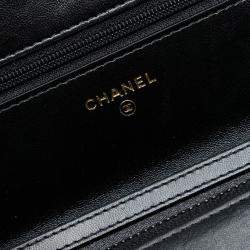 Pre Owned Chanel Black CC Quilted Lambskin Diamond Lock Wallet on Chain