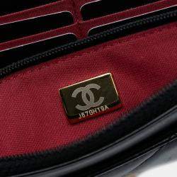 Pre Owned Chanel Black CC Quilted Lambskin Diamond Lock Wallet on Chain