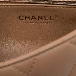 Pre Owned Chanel Brown Mini Rectangular Quilted Lambskin Heart Charms Flap